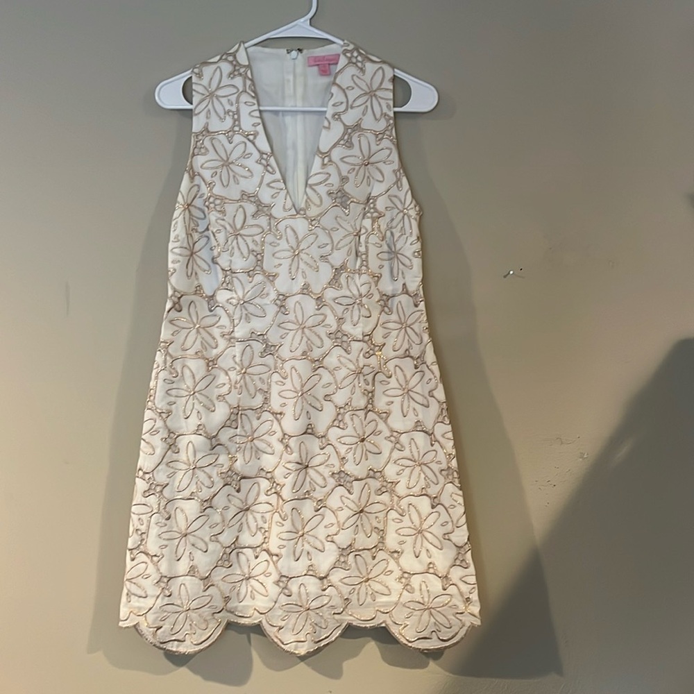 Lilly Pulitzer Cream and Gold Floral Mini Dress